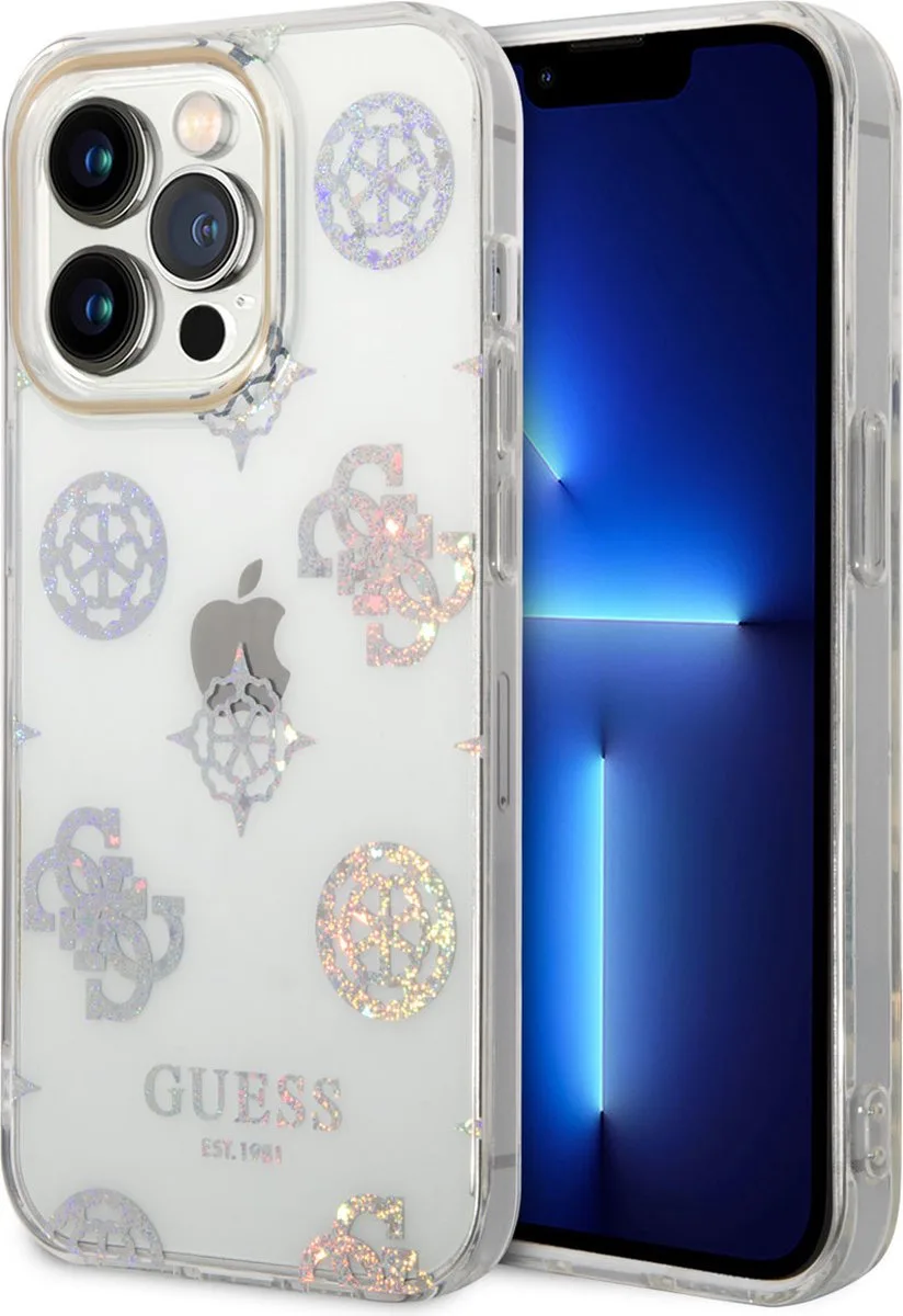 Guess 4G Peony Glitter Back Case - Geschikt voor Apple iPhone 14 Pro (6.1") von Guess in Transparent – Produktfoto