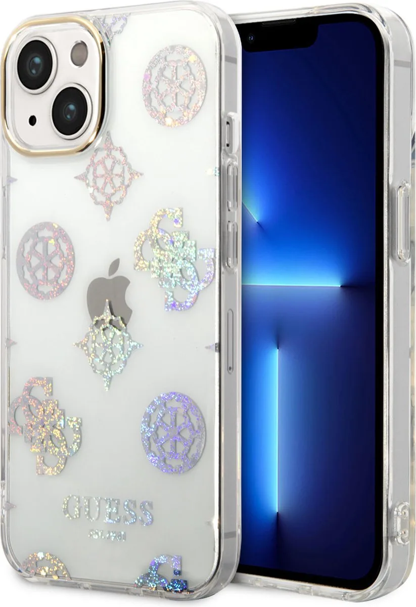 Guess 4G Peony Glitter Back Case voor Apple iPhone 14 (6.1") de Guess en Transparent – photo produit