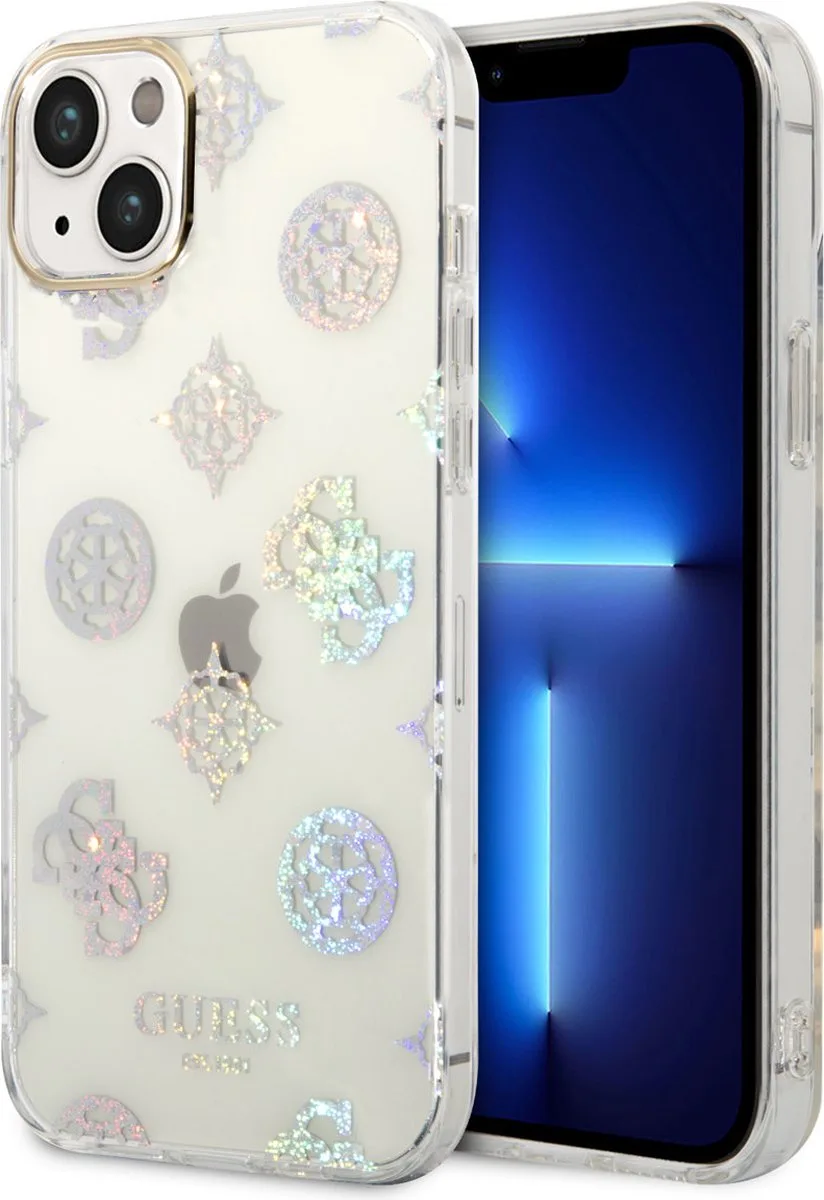Guess 4G Peony Glitter Back Case voor Apple iPhone 14 Plus (6.7") van Guess in Transparant – productfoto