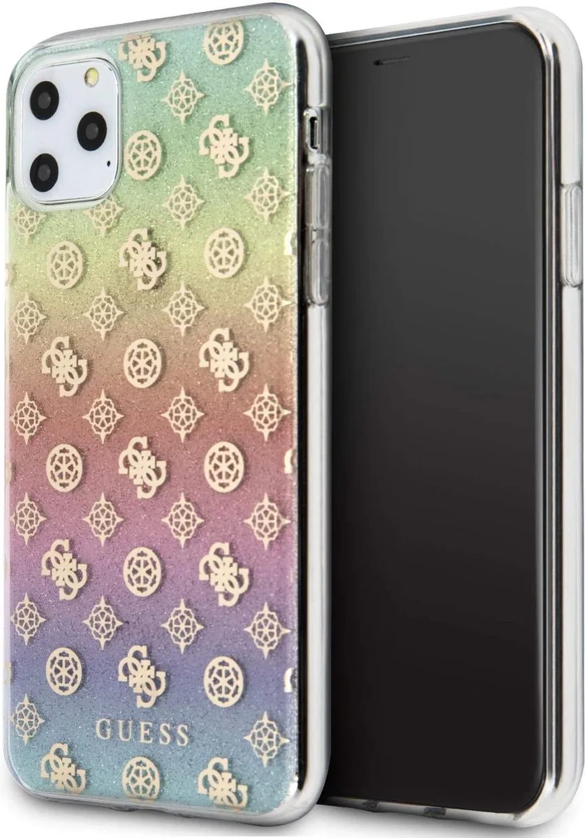 Guess 4G Peony Iridescent Glitter Back Cover voor Apple iPhone 11 Pro Max (6.5") - Regenboog von Guess in Mehrfarbig – Produktfoto