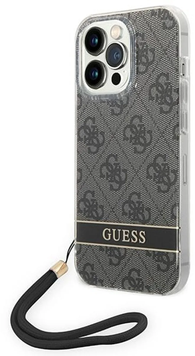 Guess 4G Printed Back Case met Strap - Geschikt voor Apple iPhone 14 Pro (6.1") fra Guess i Sort – produktbillede