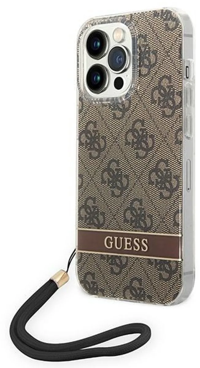 Guess 4G Printed Back Case met Strap - Geschikt voor Apple iPhone 14 Pro Max (6.7") de Guess en Marron – photo produit