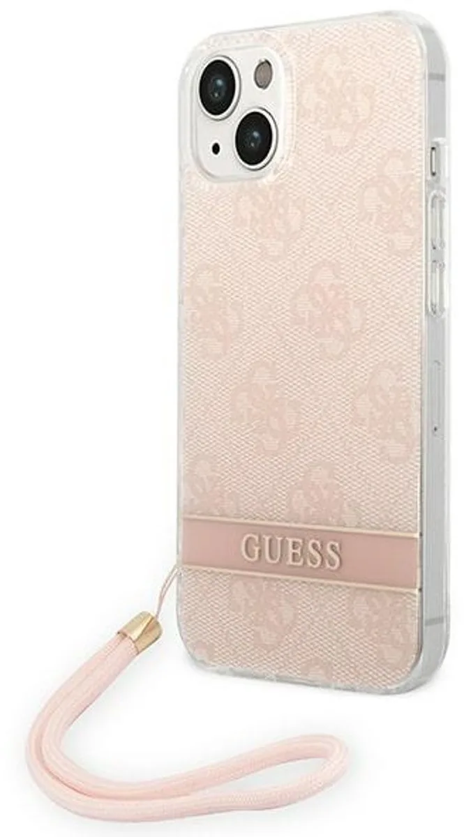 Guess 4G Printed Back Case met Strap - Geschikt voor Apple iPhone 14 Plus (6.7") von Guess in Rosa – Produktfoto