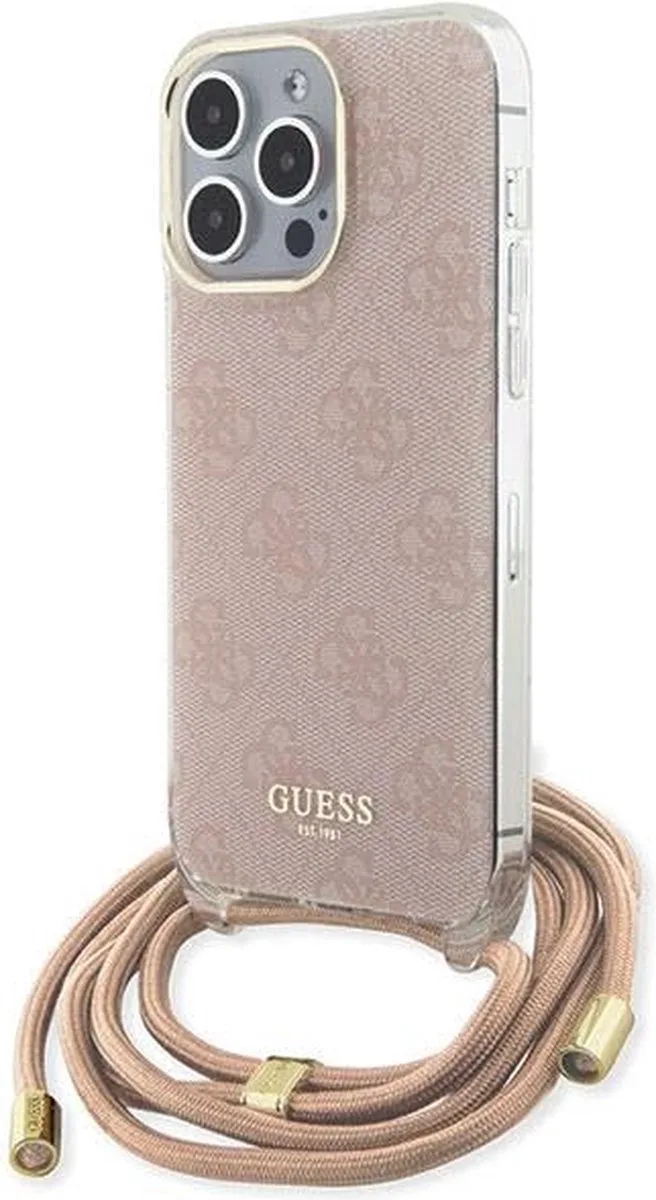 Guess 4G Printed Crossbody Case - Geschikt voor Apple iPhone 15 Pro (6.1") van Guess in Roze – productfoto