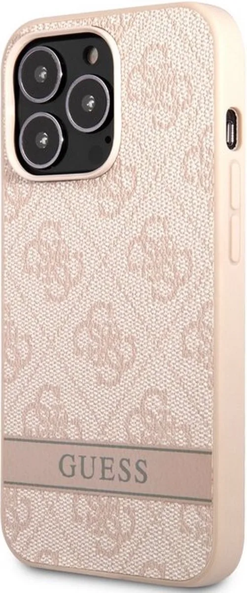 Guess 4G Printed Stripe Back Case - Geschikt voor Apple iPhone 13 Pro Max (6.7") van Guess in Roze – productfoto