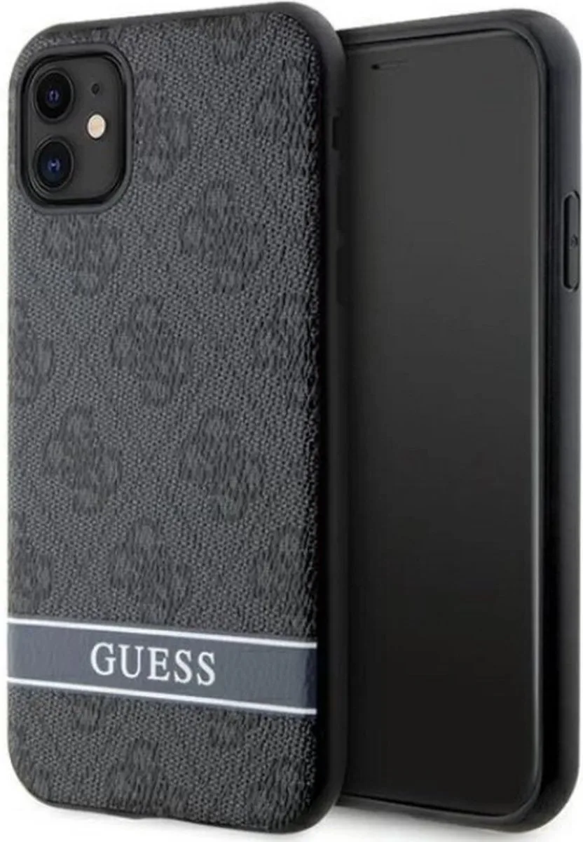 Guess 4G Printed Stripe Back Case - Geschikt voor Apple iPhone 11 (6.1") van Guess in Grijs – productfoto