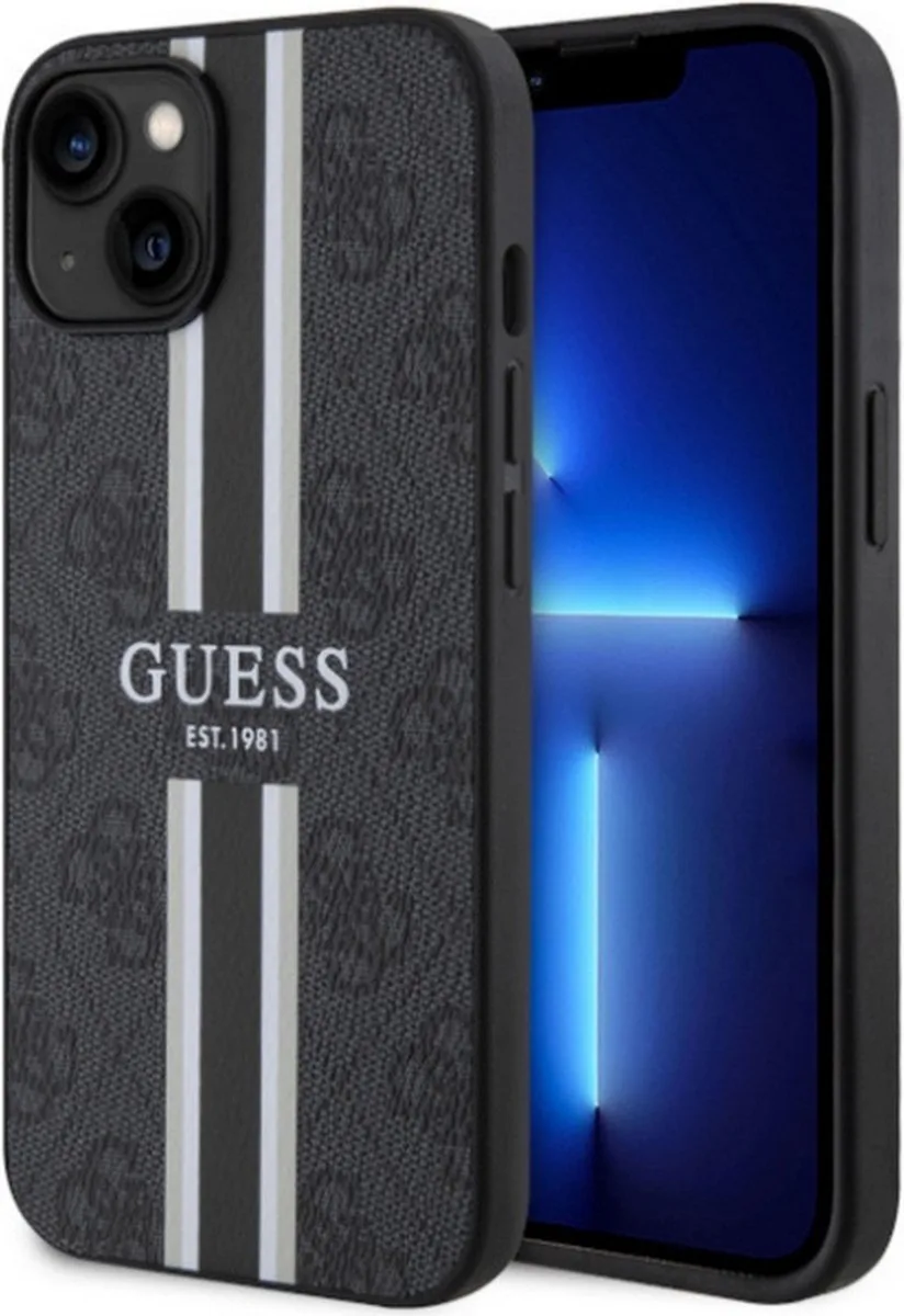 Guess 4G Printed Stripe Back Case (MagSafe Compatible) - Geschikt voor Apple iPhone 14 (6.1") från Guess i Svart – produktbild