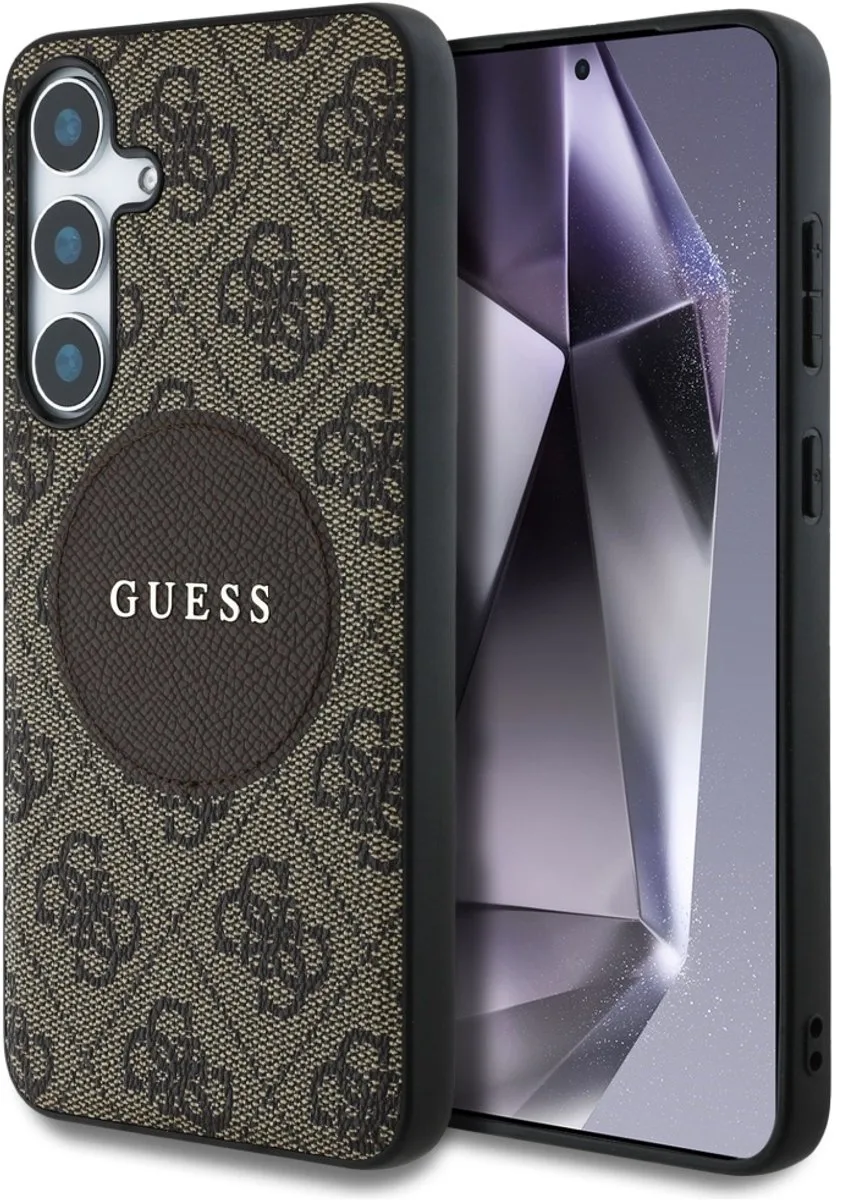 Guess 4G Ring Cirkel Logo Hoesje Geschikt voor Samsung Galaxy S25 Plus - Back Cover Compatibel met MagSafe / Qi2 von Guess in Braun – Produktfoto
