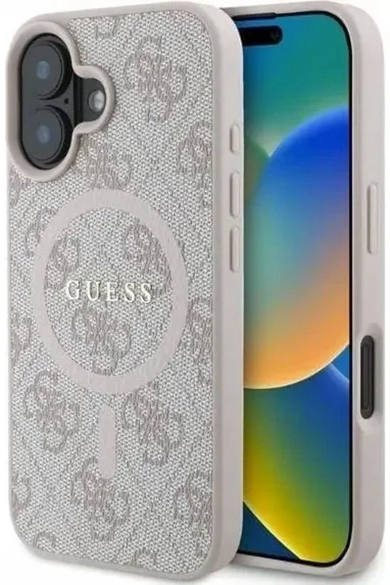 Guess 4G Ring Classic Logo hoesje - Compatibel met MagSafe - geschikt voor iPhone 16 by Guess in Pink – product photo