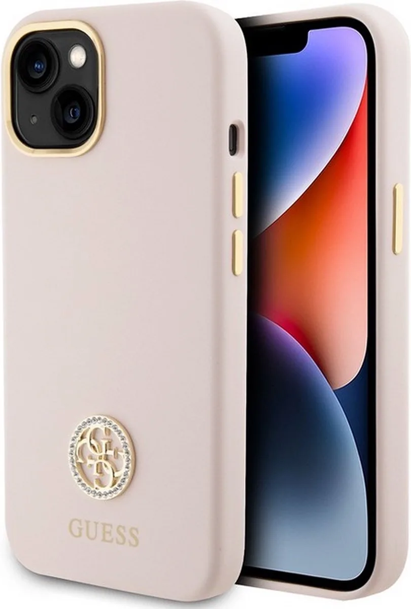 Guess 4G Silicone Metal Logo Back Case - Geschikt voor Apple iPhone 15 (6.1") fra Guess i Lyserød – produktbillede