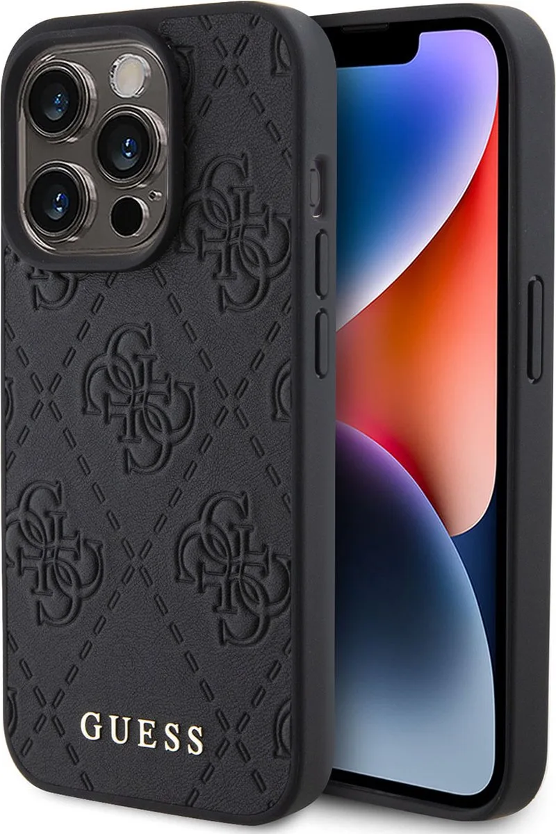 Guess 4G Stamped Back Case - Geschikt voor Apple iPhone 15 Pro (6.1") från Guess i Svart – produktbild