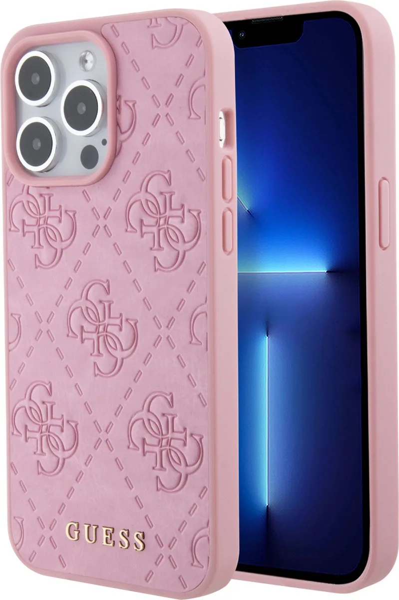Guess 4G Stamped Back Case - Geschikt voor Apple iPhone 15 Pro (6.1") by Guess in Pink – product photo
