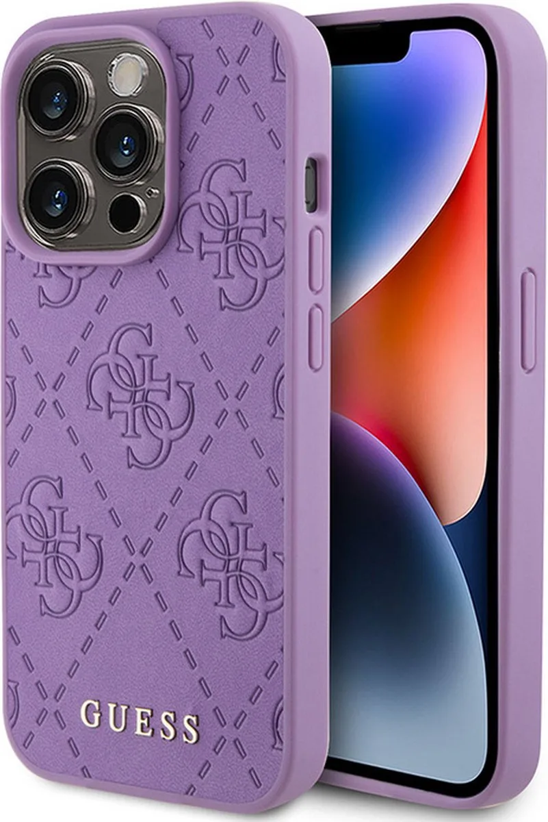 Guess 4G Stamped Back Case - Geschikt voor Apple iPhone 15 Pro (6.1") by Guess in Purple – product photo