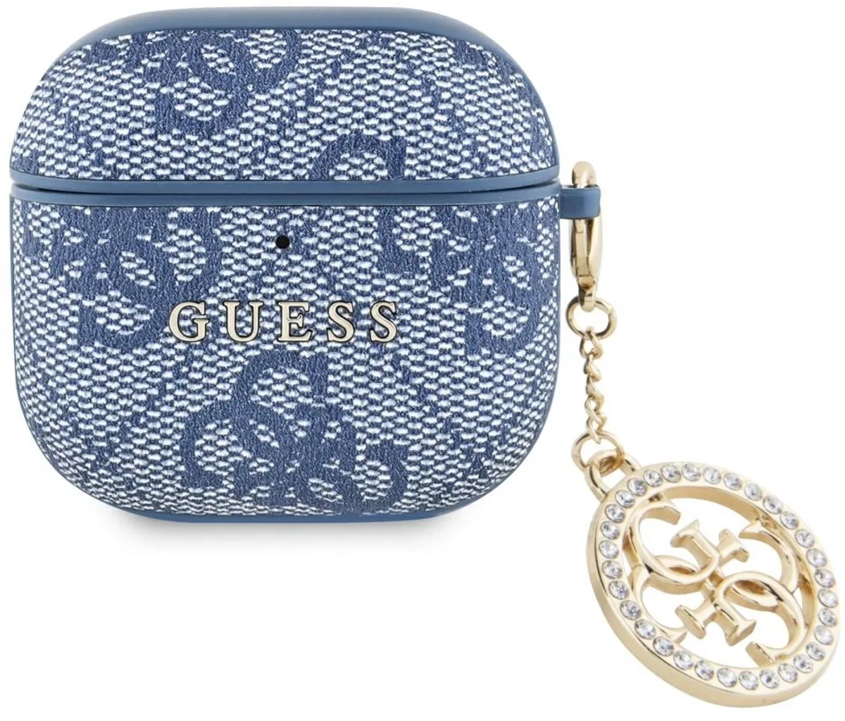 Guess - 4G Strass Charm Case - Geschikt voor Apple AirPods 4 fra Guess i Blå – produktbillede