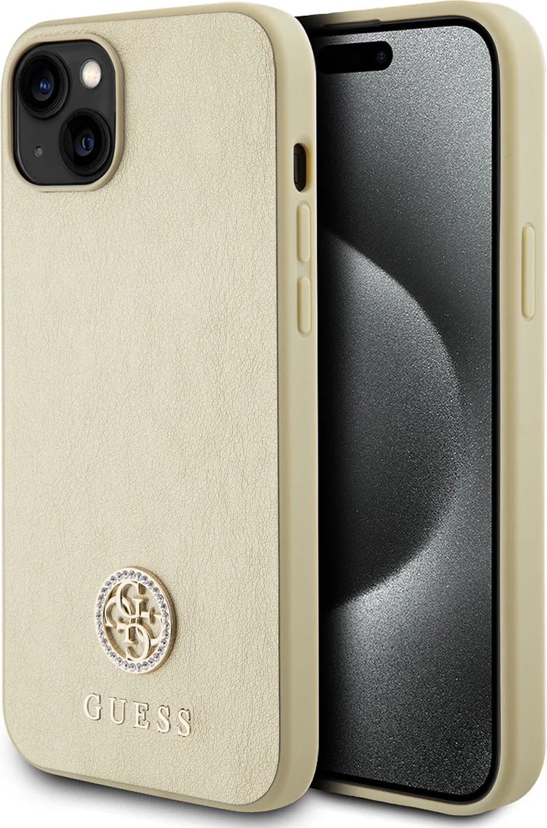 Guess 4G Strass Metal Logo Back Case - Apple iPhone 15 Plus (6.7") van Guess in Goud – productfoto