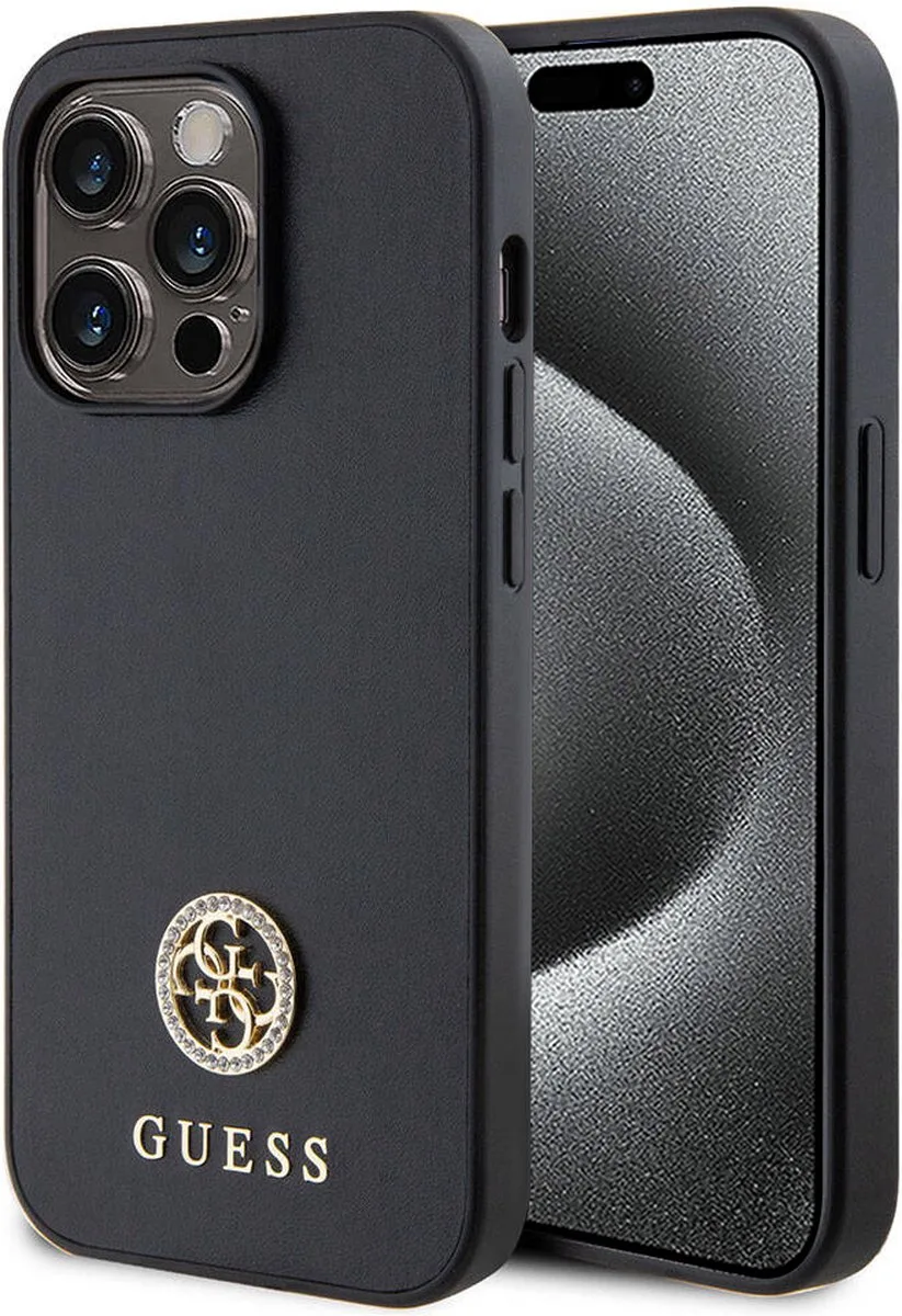 Guess 4G Strass Metal Logo Back Case - Geschikt voor Apple iPhone 15 Pro Max (6.7") de Guess en Noir – photo produit