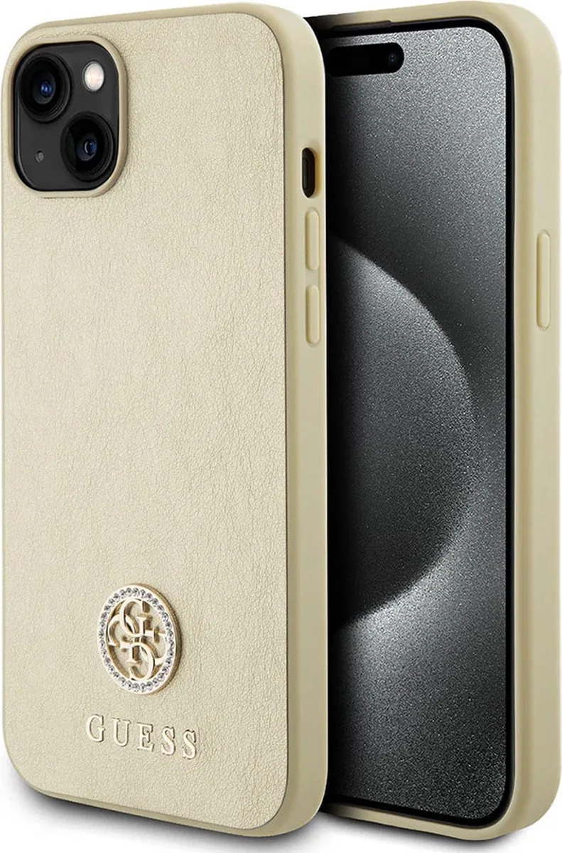 Guess 4G Strass Metal Logo Back Case - Geschikt voor Apple iPhone 15 (6.1") van Guess in Goud – productfoto
