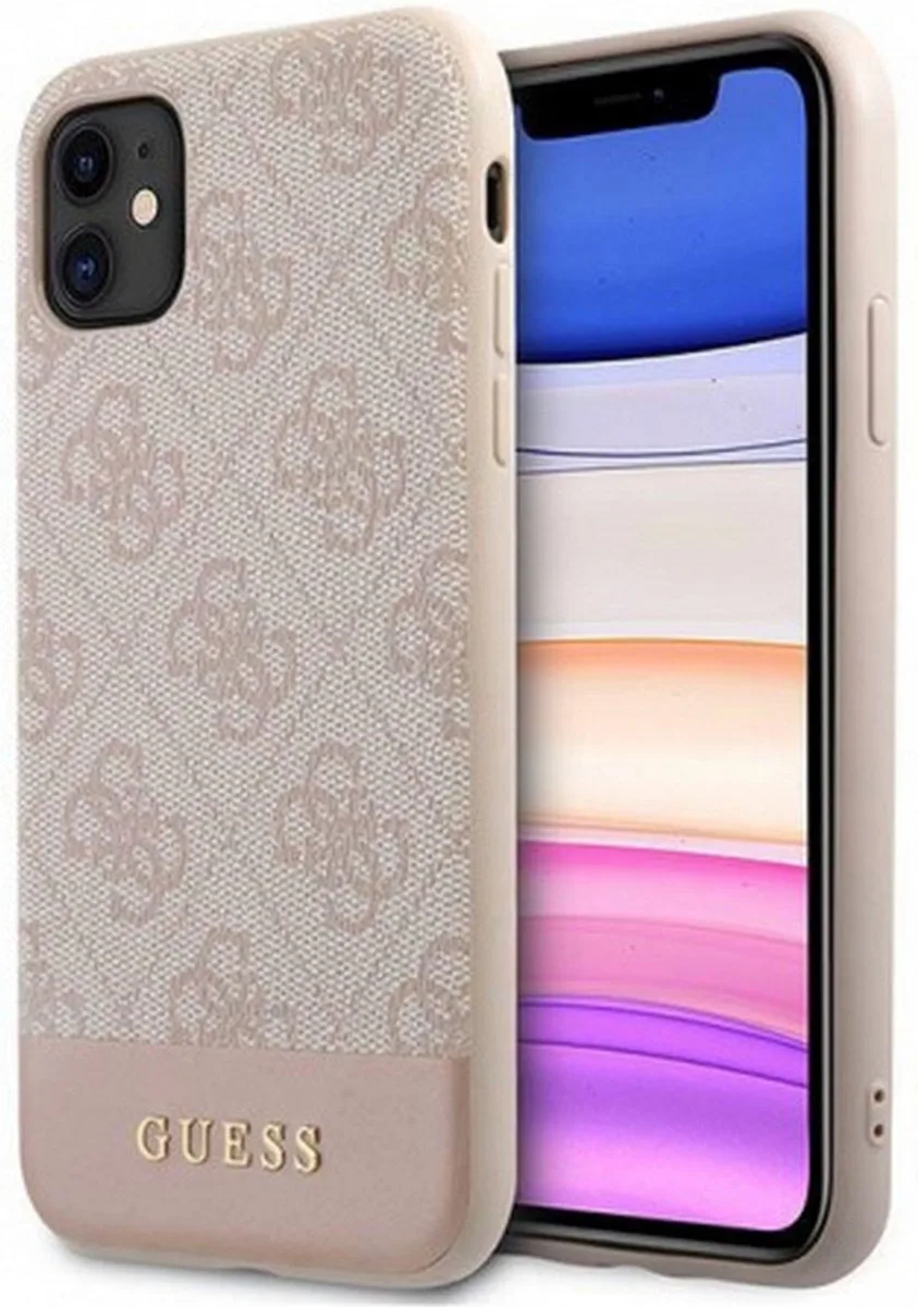 Guess 4G Stripe Back Case - Geschikt voor Apple iPhone 11 (6.1") från Guess i Rosa – produktbild