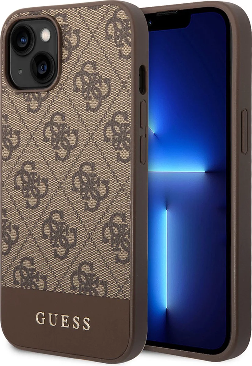 Guess 4G Stripe Back Case - Geschikt voor Apple iPhone 13 Mini (5.4") de Guess en Marron – photo produit