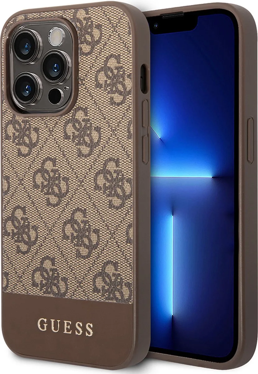 Guess 4G Stripe Back Case - Geschikt voor Apple iPhone 13 Pro (6.1") fra Guess i Brun – produktbillede