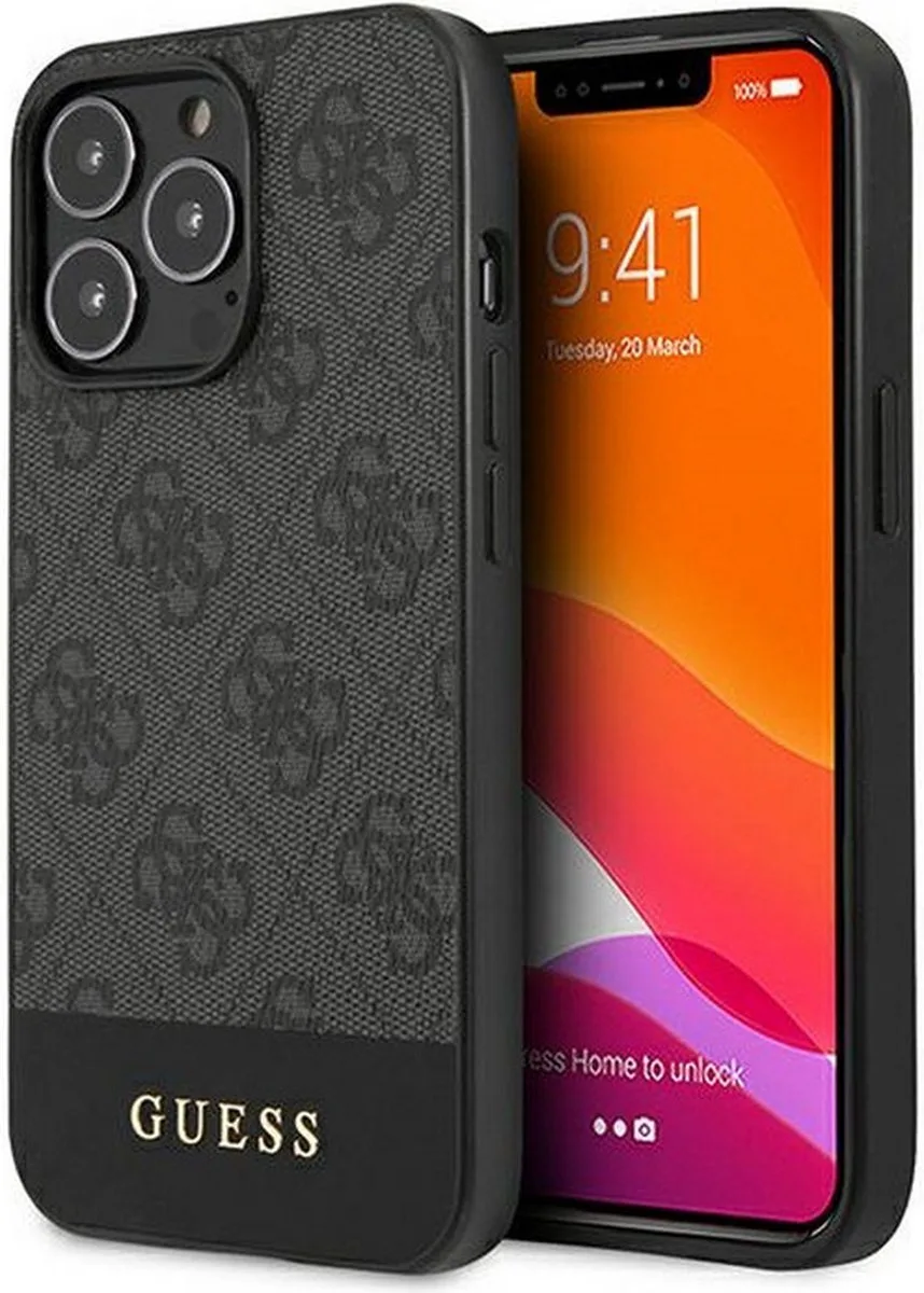 Guess 4G Stripe Back Case - Geschikt voor Apple iPhone 13 Pro Max (6.7") van Guess in Grijs – productfoto