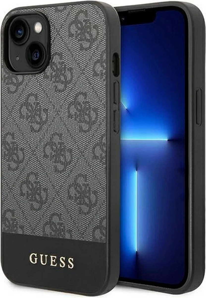Guess 4G Stripe Back Case geschikt voor Apple iPhone 14 (6.1") by Guess in Grey – product photo