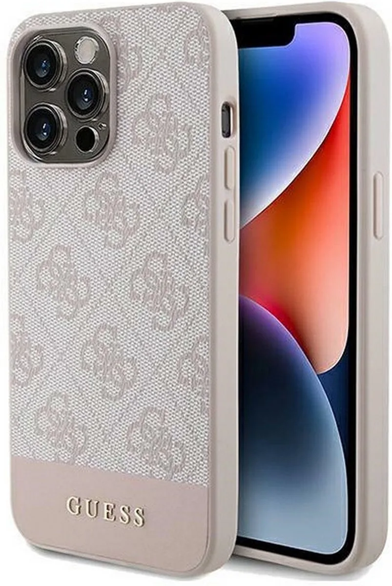 Guess 4G Stripe Back Case - Geschikt voor Apple iPhone 14 Pro Max (6.7") von Guess in Rosa – Produktfoto