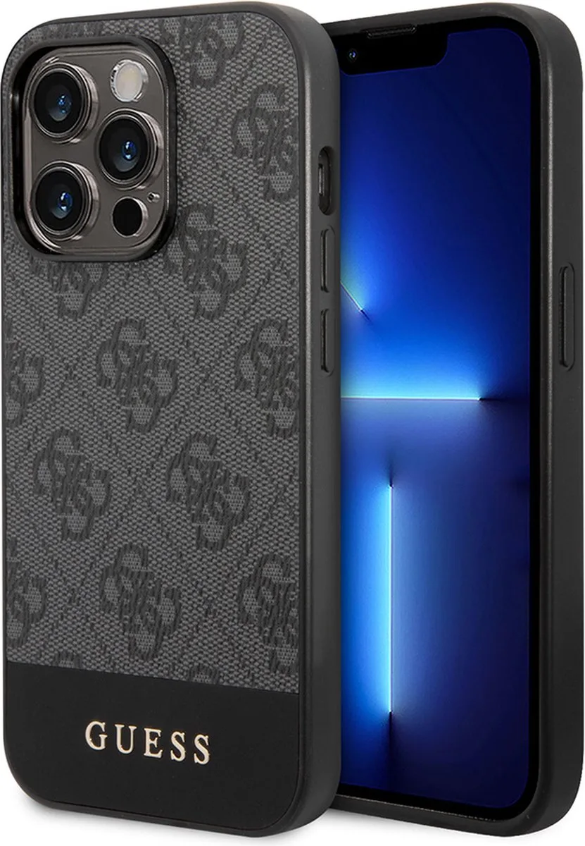 Guess 4G Stripe Back Case - Geschikt voor Apple iPhone 14 Pro Max (6.7") de Guess en Gris – photo produit