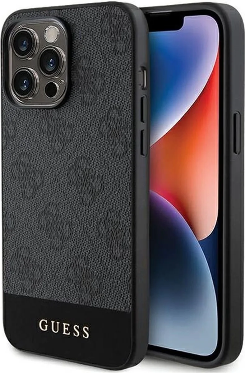 Guess 4G Stripe Back Case - Geschikt voor Apple iPhone 15 Pro Max (6.7") de Guess en Gris – photo produit