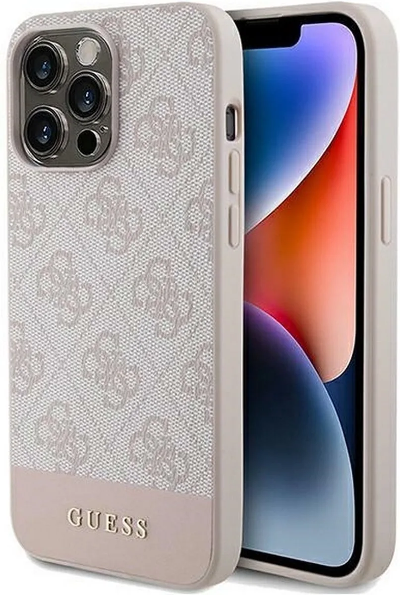 Guess 4G Stripe Back Case - Geschikt voor Apple iPhone 15 Pro Max (6.7") de Guess en Rose – photo produit