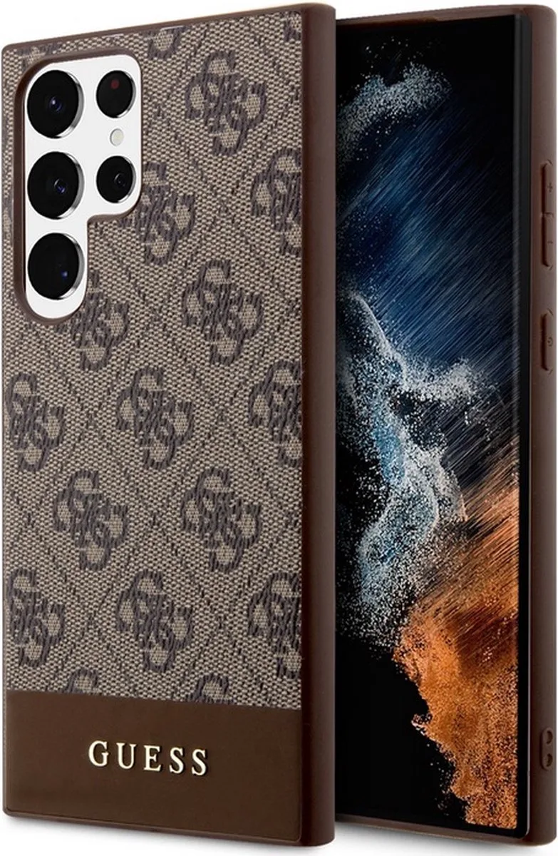 Guess 4G Stripe Back Case - Samsung Galaxy S24 Ultra (S928) fra Guess i Brun – produktbillede