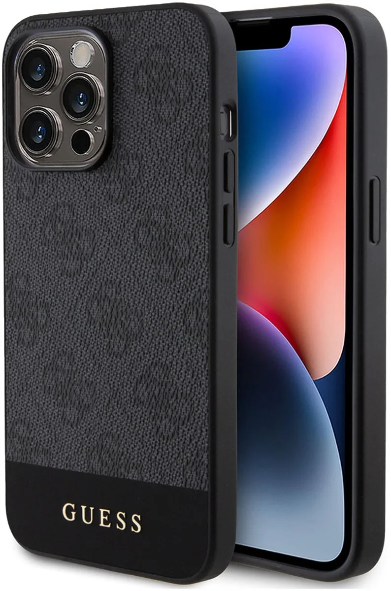 Guess 4G Stripe Back Cover - Geschikt voor Apple iPhone 15 Pro Max (6.7") fra Guess i Grå – produktbillede