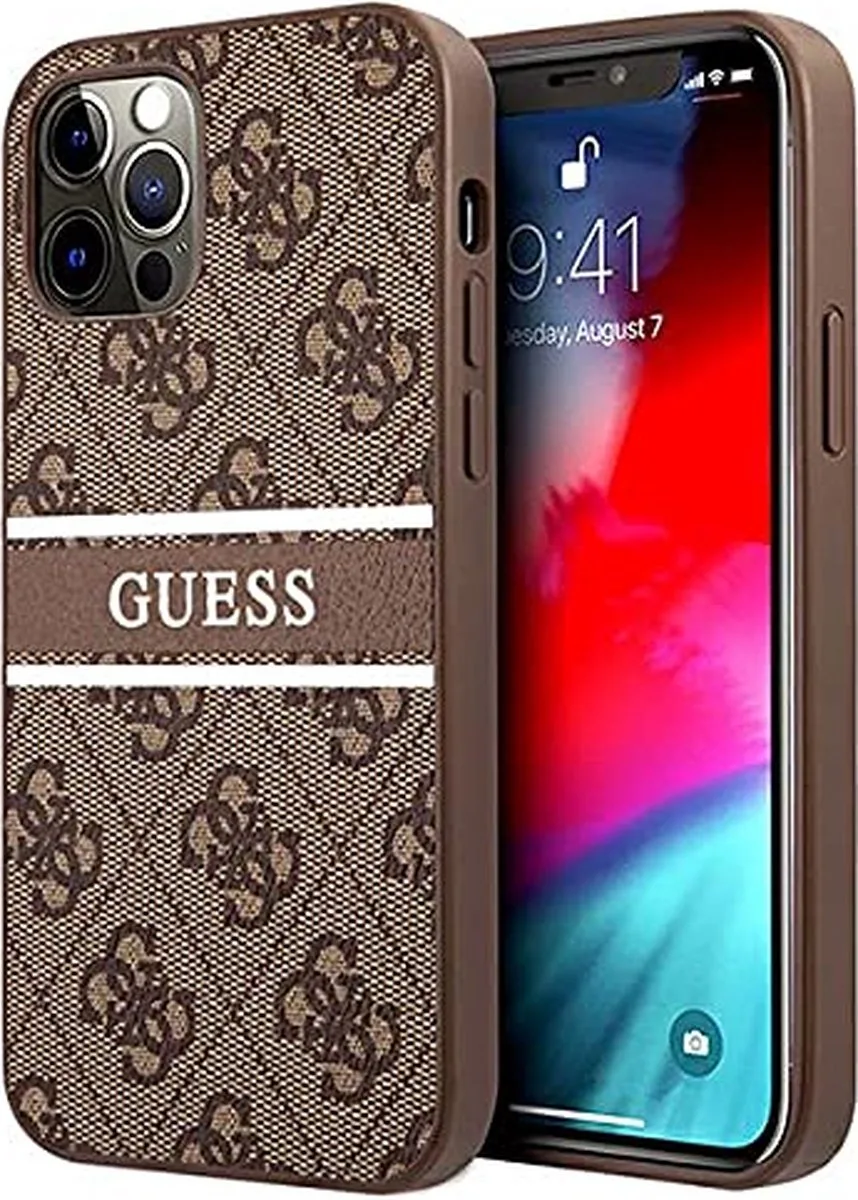 Guess 4G Stripe-collectie - Etui iPhone 12 / 12 Pro från Guess i Brun – produktbild