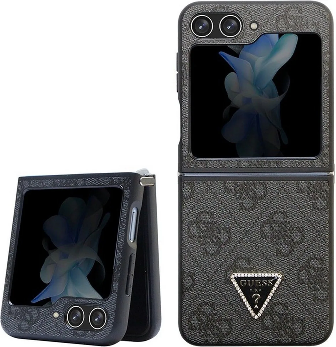 Guess 4G Triangle Back Case - Geschikt voor Samsung Galaxy Z Flip 5 (F731) van Guess in Grijs – productfoto