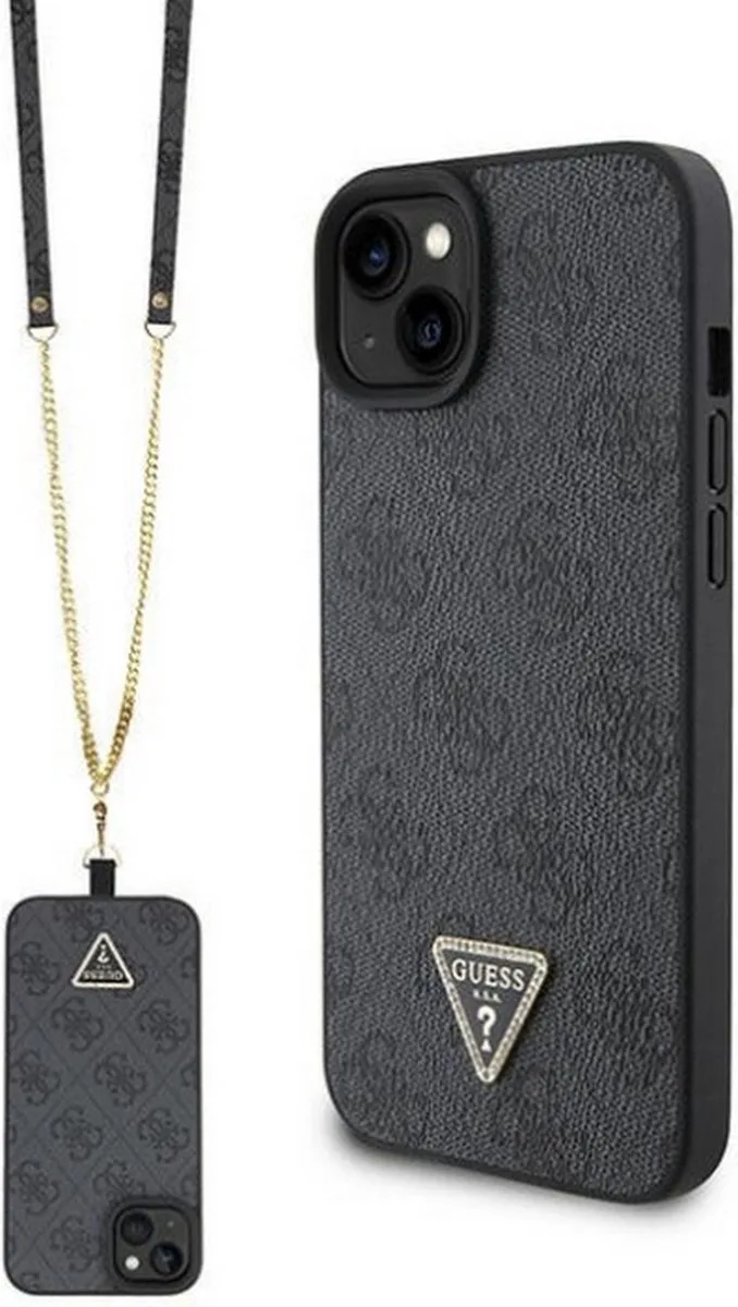 Guess 4G Triangle Crossbody Back Case - Apple iPhone 15 Plus (6.7") van Guess in Zwart – productfoto