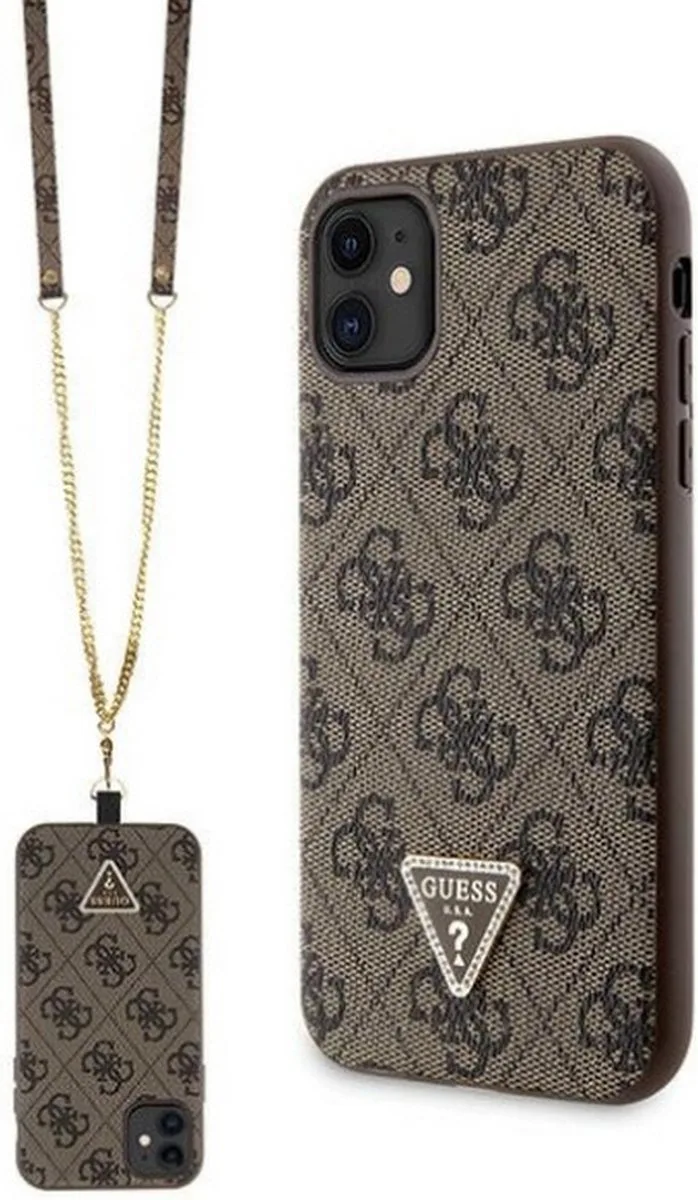 Guess 4G Triangle Crossbody Back Case - Geschikt voor Apple iPhone 11/XR (6.1") van Guess in Bruin – productfoto