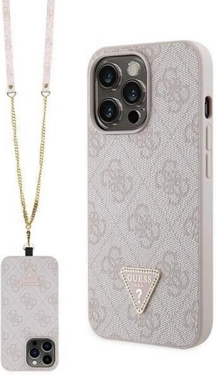 Guess 4G Triangle Crossbody Back Case - Geschikt voor Apple iPhone 13 Pro (6.1") van Guess in Roze – productfoto