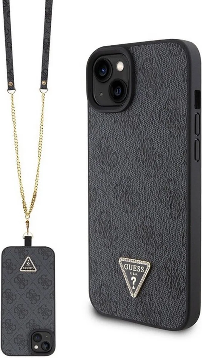 Guess 4G Triangle Crossbody Back Case - Geschikt voor Apple iPhone 15 (6.1") von Guess in Schwarz – Produktfoto