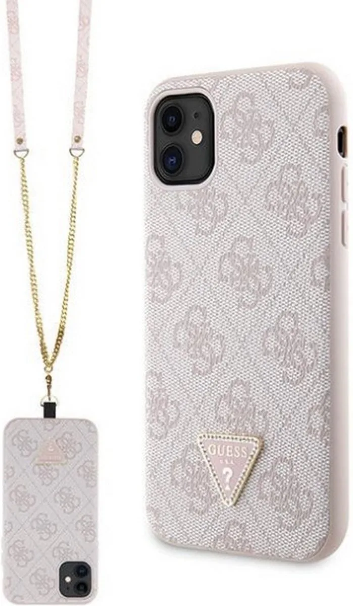 Guess 4G Triangle Crossbody Back Case - Geschikt voor Apple iPhone 11/XR (6.1") van Guess in Roze – productfoto