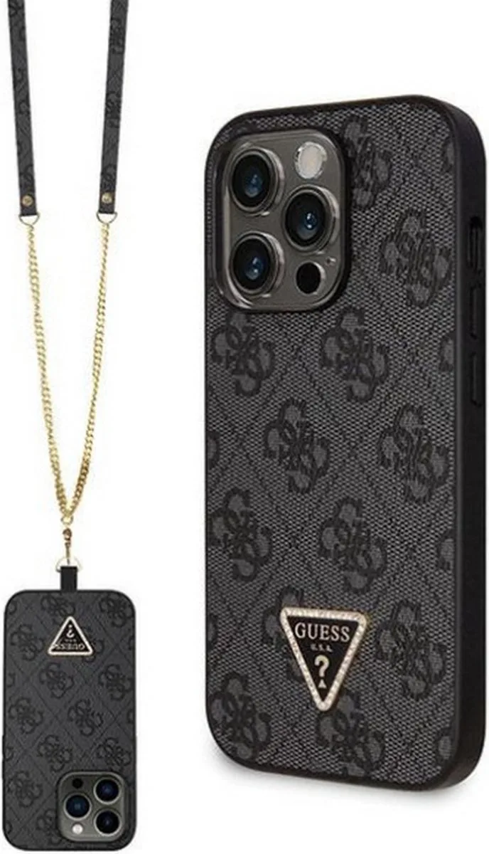 Guess 4G Triangle Crossbody Back Case - Geschikt voor Apple iPhone 14 Pro (6.1") van Guess in Zwart – productfoto