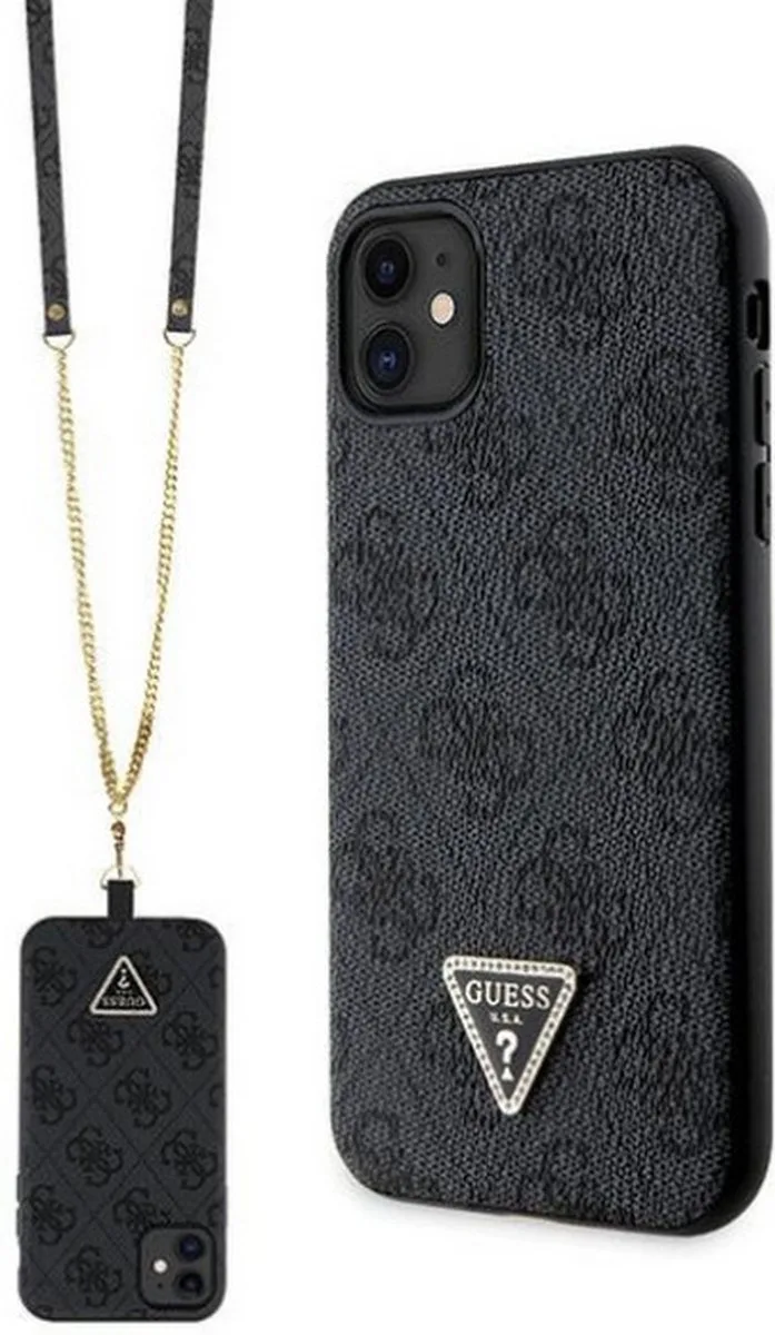 Guess 4G Triangle Crossbody Back Case - Geschikt voor Apple iPhone 11/XR (6.1") van Guess in Zwart – productfoto