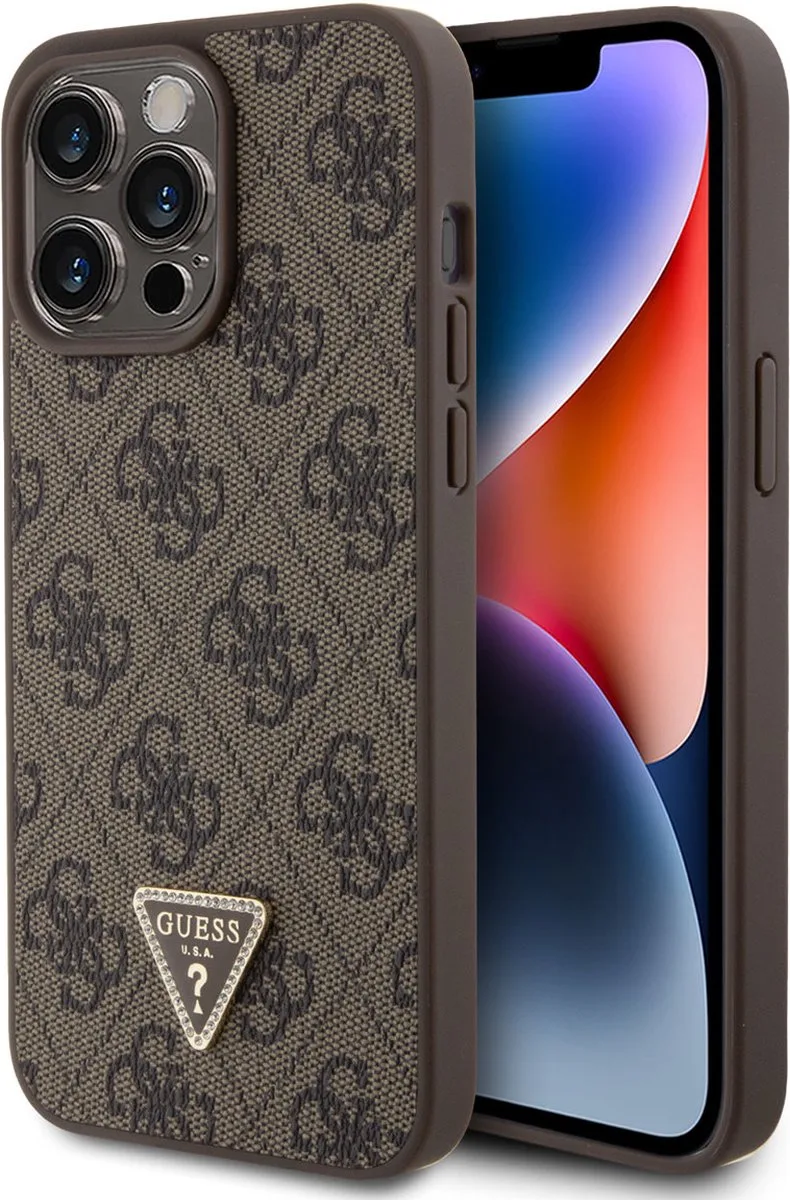 Guess 4G Triangle Logo Back Case - Geschikt voor Apple iPhone 15 Pro Max (6.7") von Guess in Braun – Produktfoto