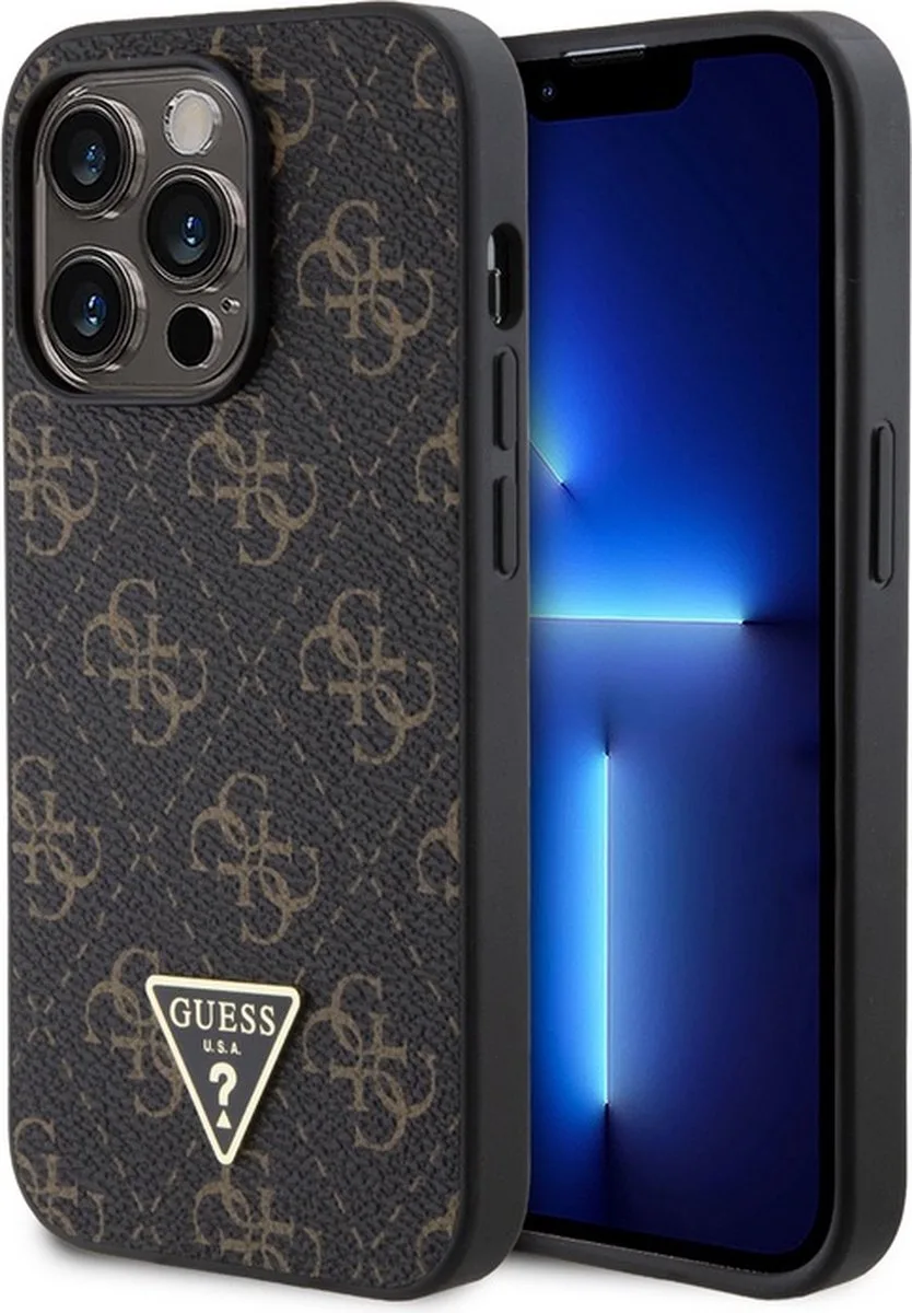 Guess 4G Triangle Logo Back Case - Geschikt voor Apple iPhone 14 Pro (6.1") van Guess in Zwart – productfoto