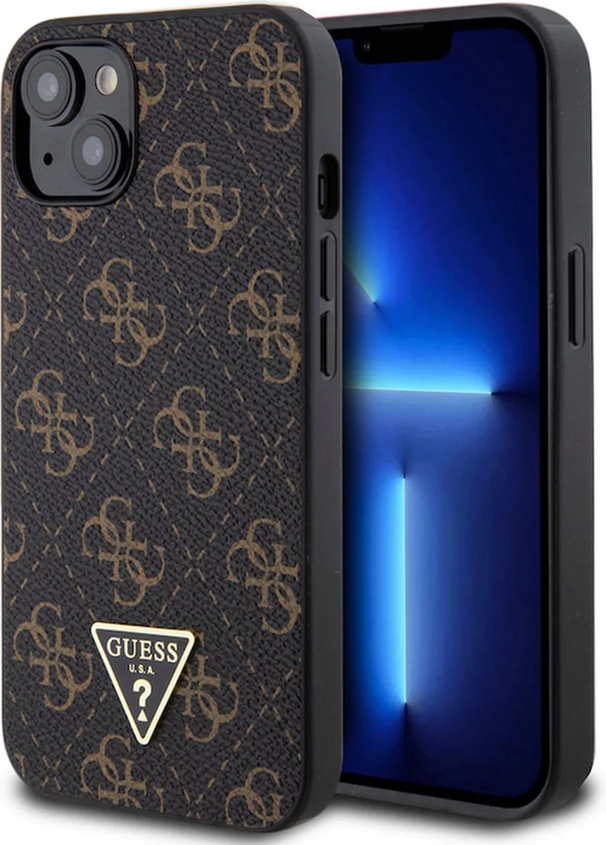 Guess 4G Triangle Logo Back Case - Geschikt voor Apple iPhone 13 (6.1") van Guess in Zwart – productfoto