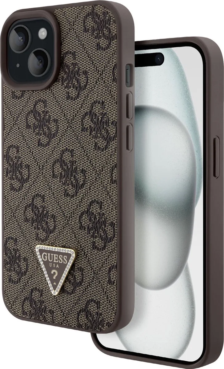 Guess 4G Triangle Logo Back Case - Geschikt voor Apple iPhone 15 Plus (6.7") van Guess in Bruin – productfoto