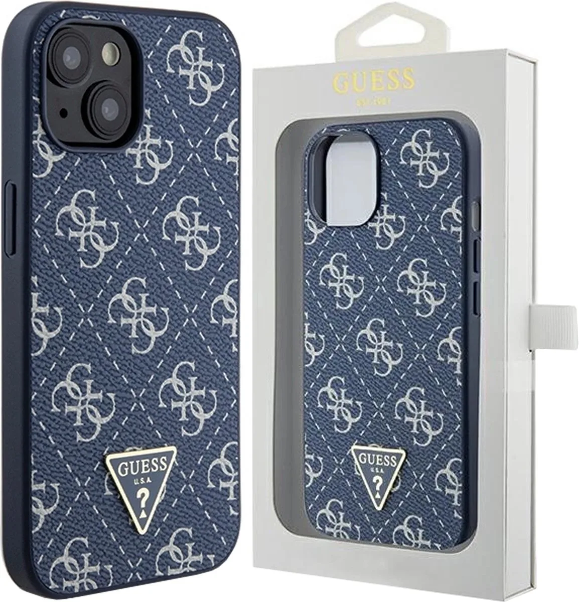 Guess 4G Triangle Logo Back Case - Geschikt voor Apple iPhone 15 (6.1") van Guess in Blauw – productfoto