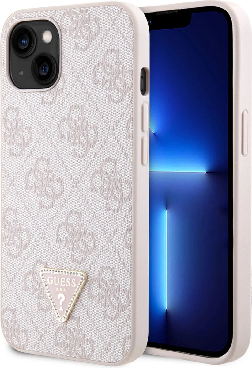Guess 4G Triangle Logo Back Case - Geschikt voor Apple iPhone 15 (6.1") van Guess in Roze – productfoto