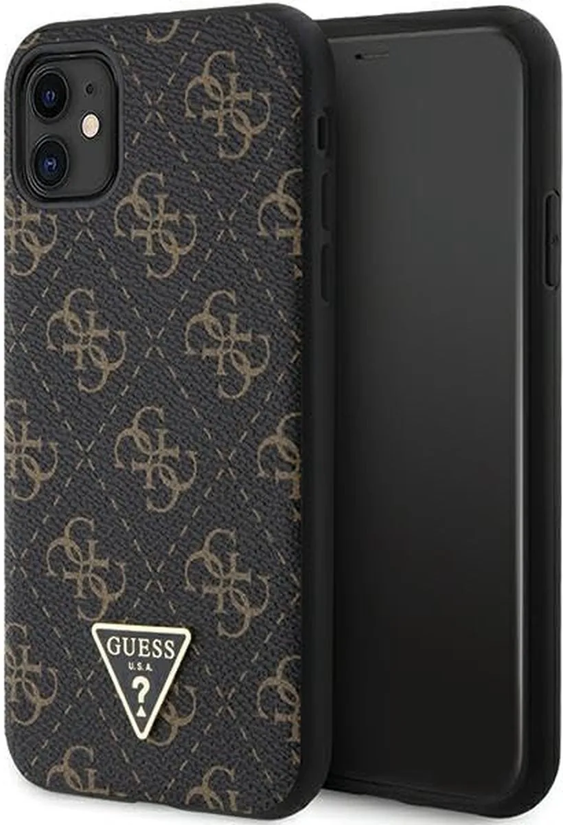 Guess 4G Triangle Logo Back Case - Geschikt voor Apple iPhone 11 (6.1") van Guess in Zwart – productfoto