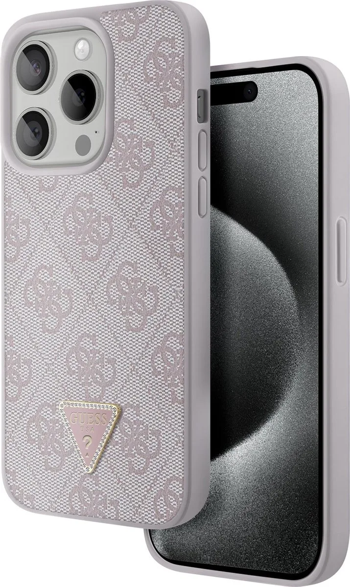 Guess 4G Triangle Logo Back Case voor Apple iPhone 15 Pro (6.1") från Guess i Rosa – produktbild