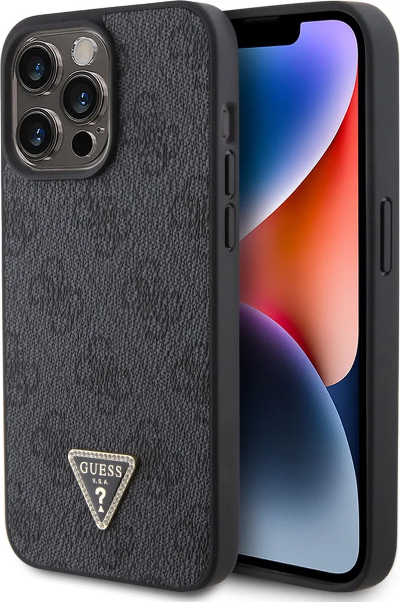 Guess 4G Triangle Logo Back Case voor Apple iPhone 15 Pro Max (6.7") - Grijs de Guess en Noir – photo produit